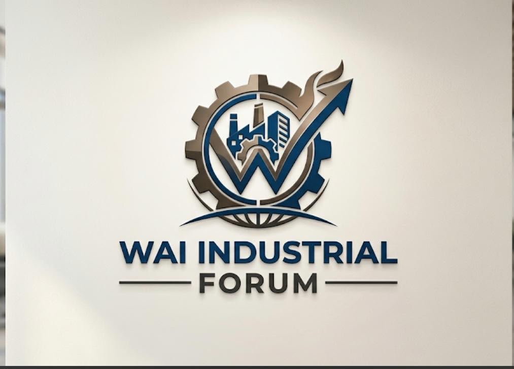 WAI Industrial Forum 3D logo mounted on a wall
